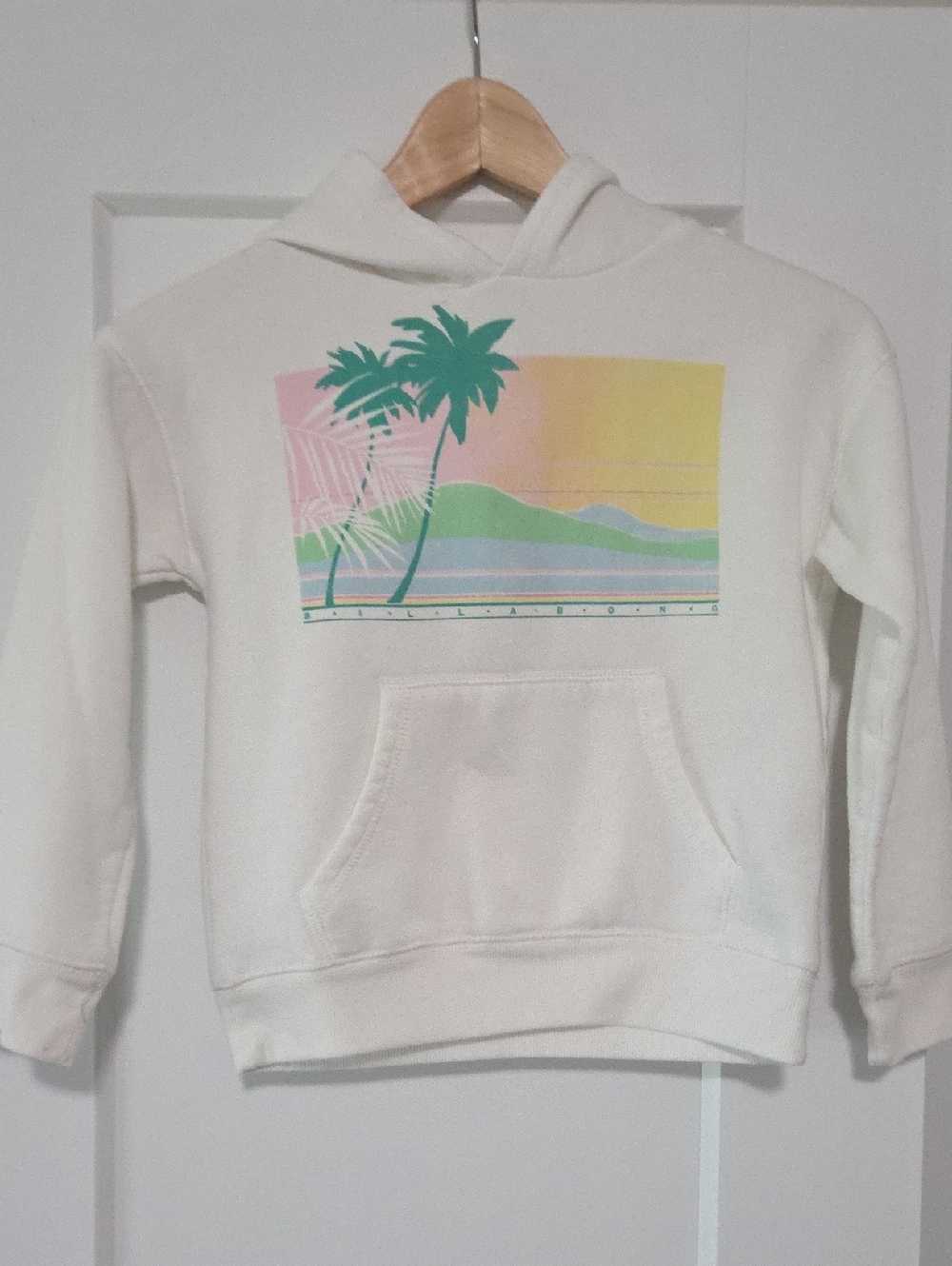 Billabong Cream Kids Hoodie with Pastel Palm Sunset Graphic